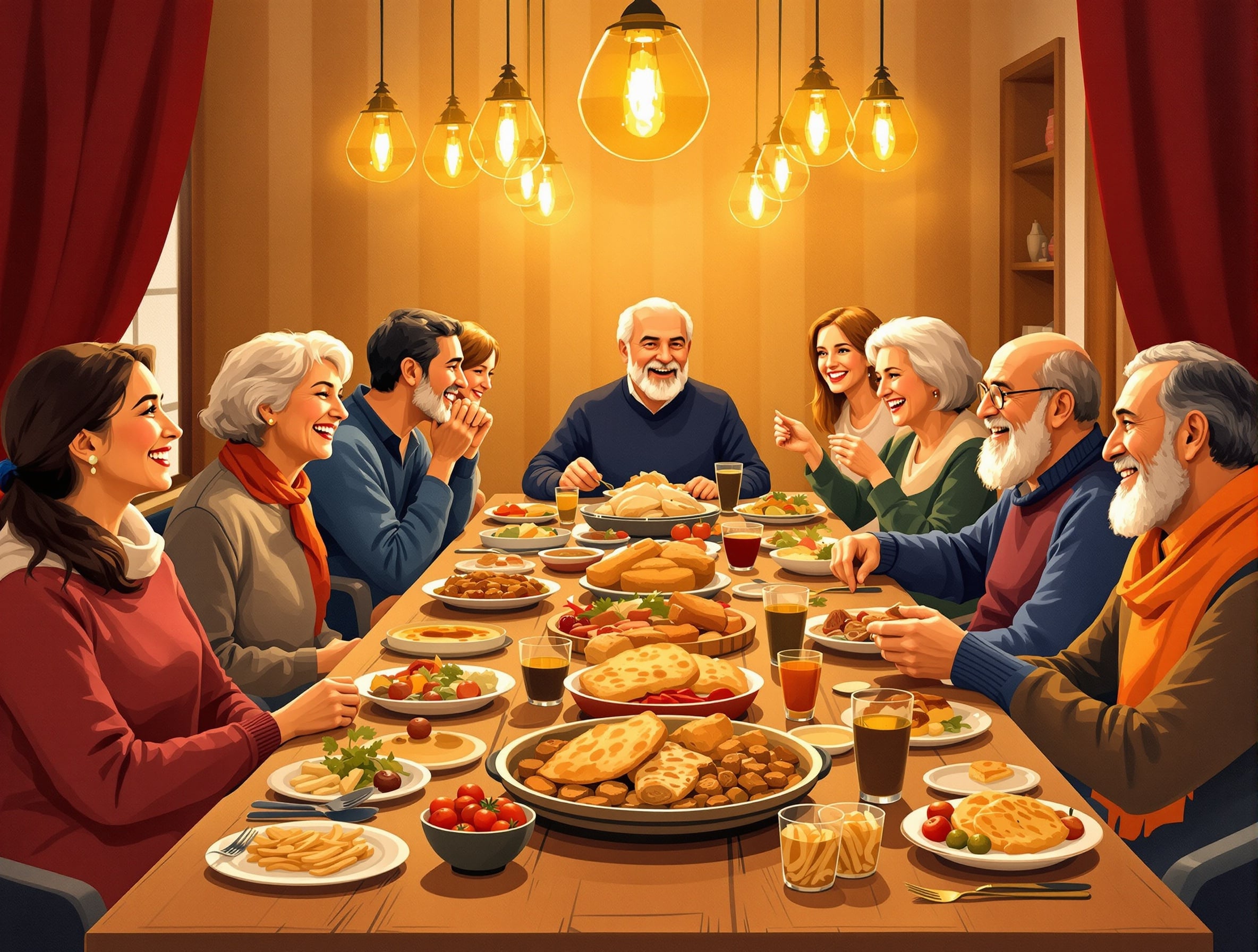 Armenian community dinner with traditional food and warm atmosphere